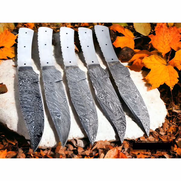 5-Piece Hand Forged Damascus Blade Blanks